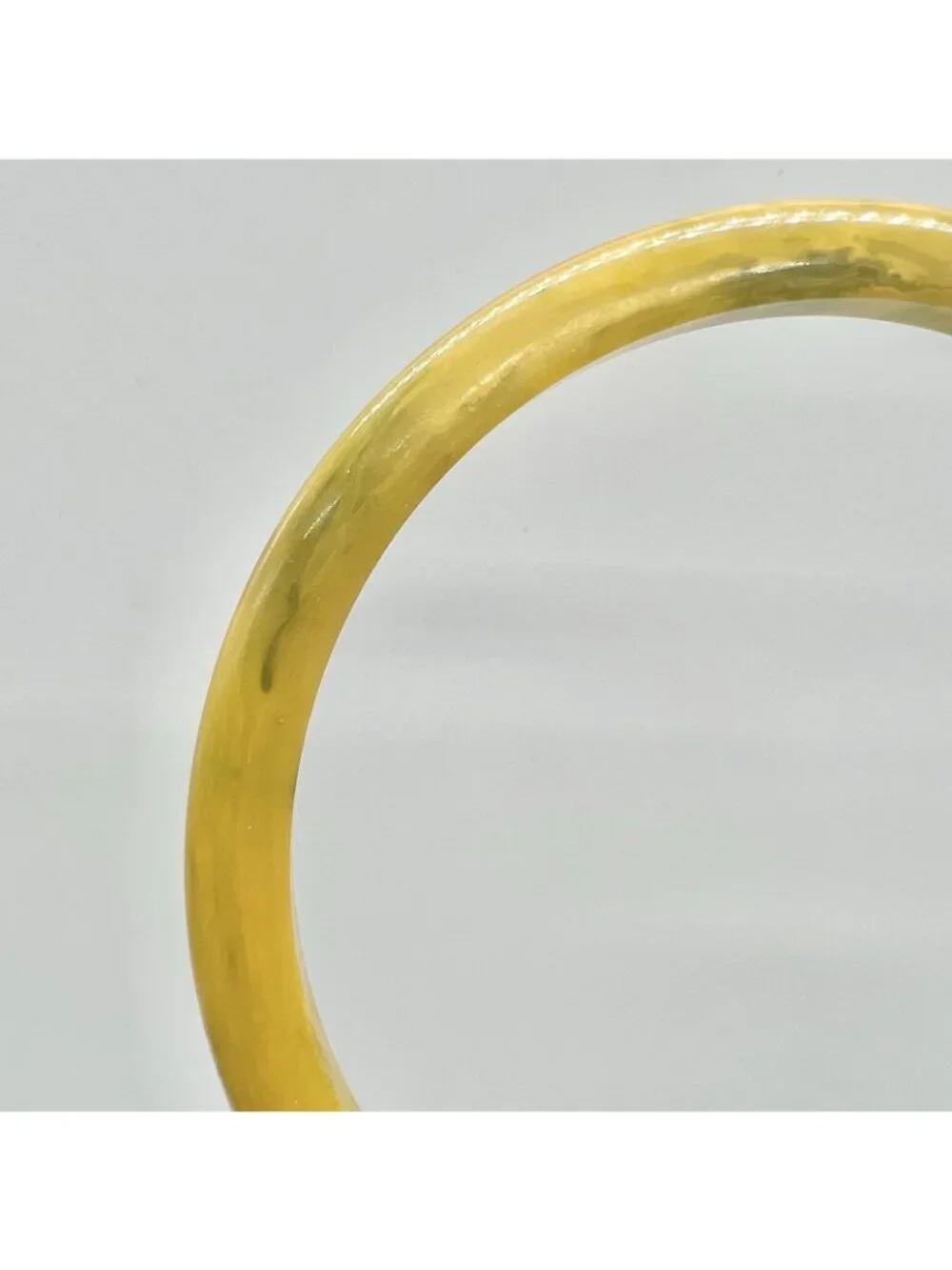 Vintage Bakelite Tested Marbled Yellow Bangle Bracelet 7.75